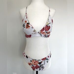Zaful White Floral Bikini Set - Size Large